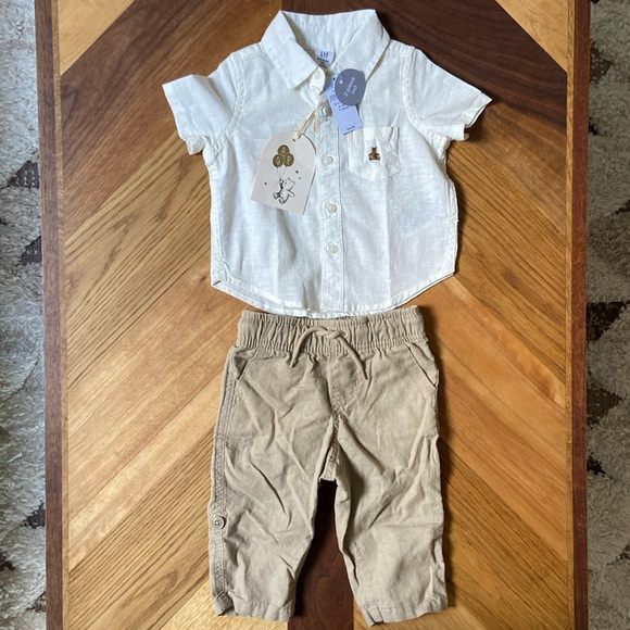 NWT GAP Baby Linen-Cotton Outfit Set 6-12 months - Picture 2 of 10